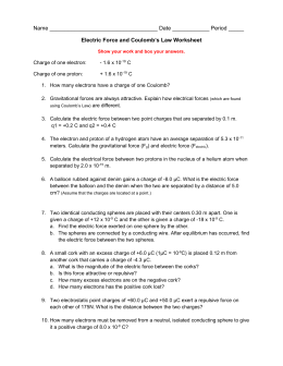 Coulomb's Law Worksheet