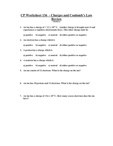 CP Worksheet - Charges and Coulomb's Law