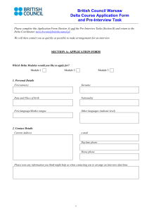 Delta application form and pre-interview task