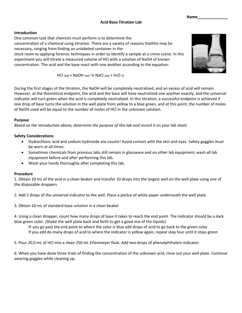 Acid Base Titration Experiment Report - WhitneykruwBrewer