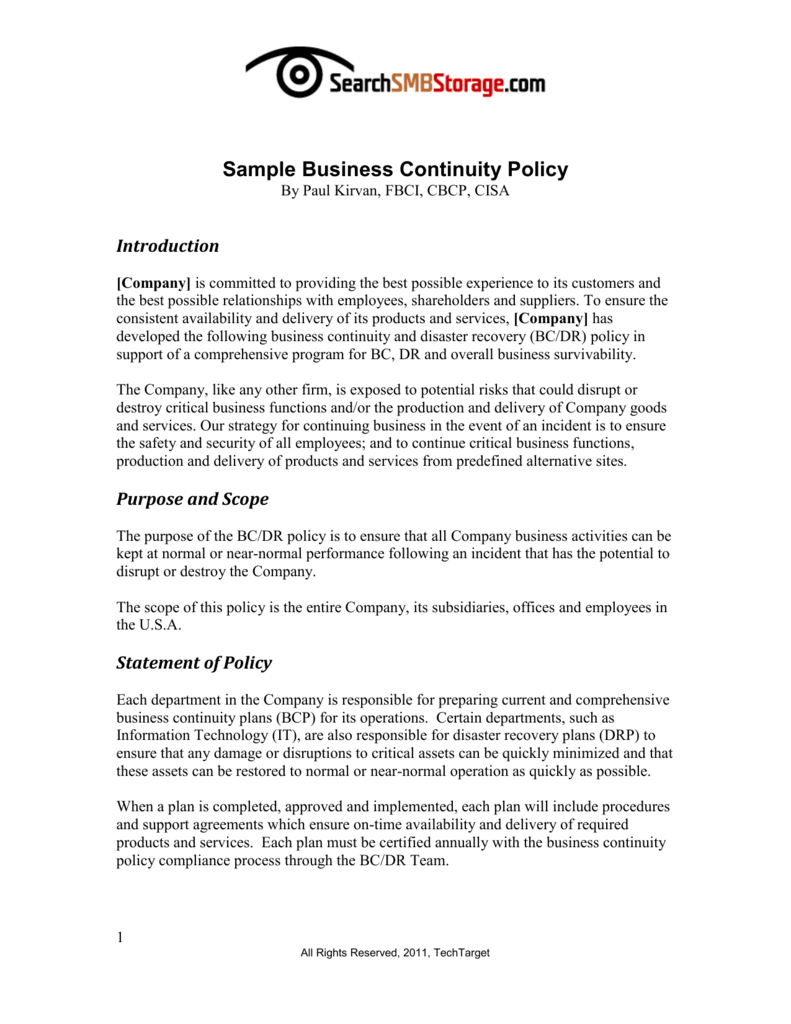 business-continuity-management-policy-template