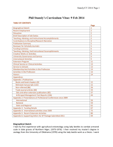 Stansly/CV 2014/ Page 1 TABLE OF CONTENTS Page Biographical