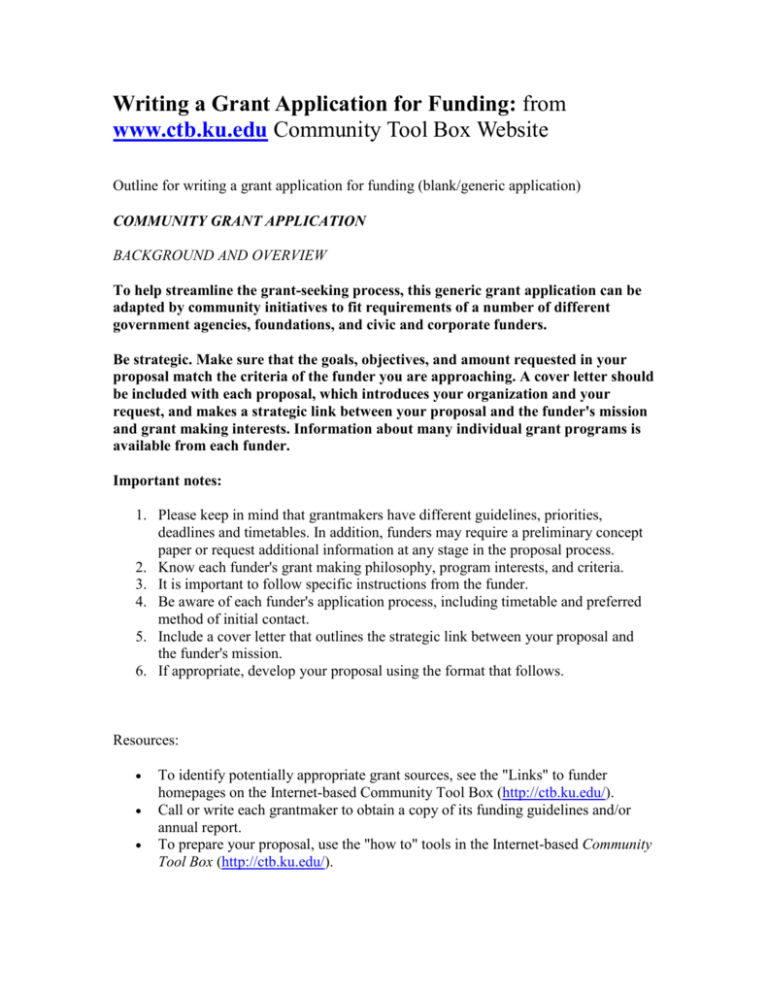 Writing a Grant Application for Funding from www.ctb.ku.edu