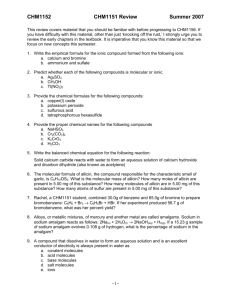 Chem 1151 Review