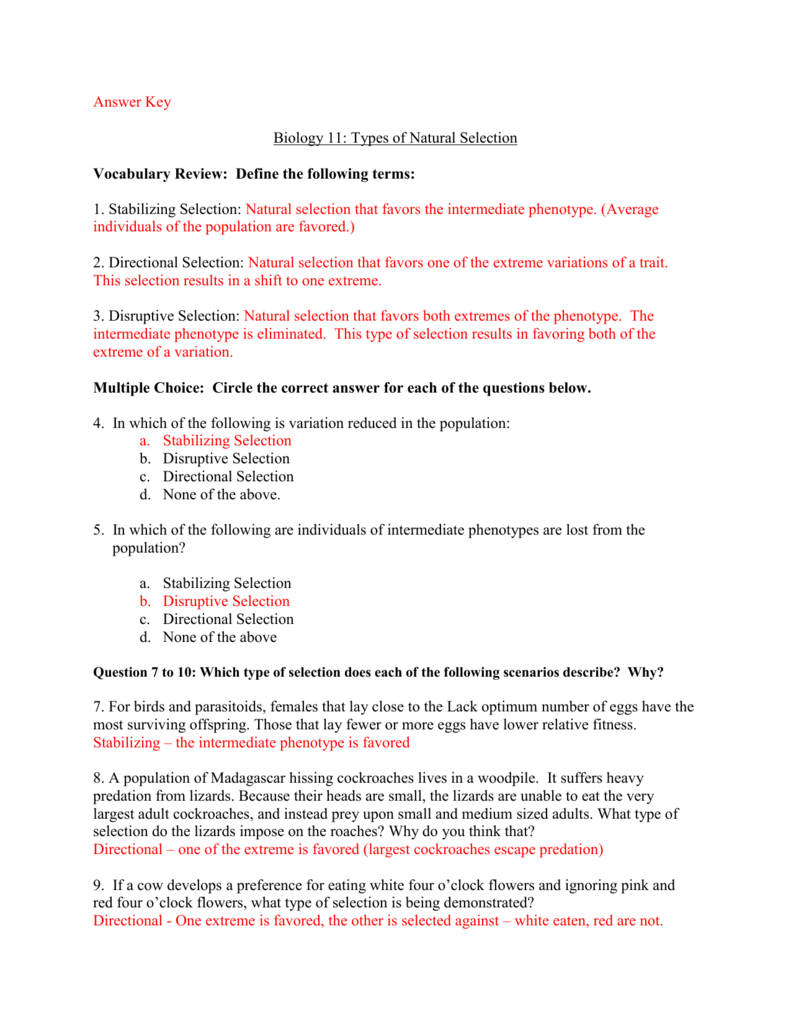  Mechanisms Of Natural Selection Worksheet Free Download Gambr co