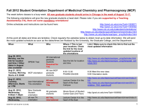 Fall 2012 Student Orientation Department of Medicinal Chemistry