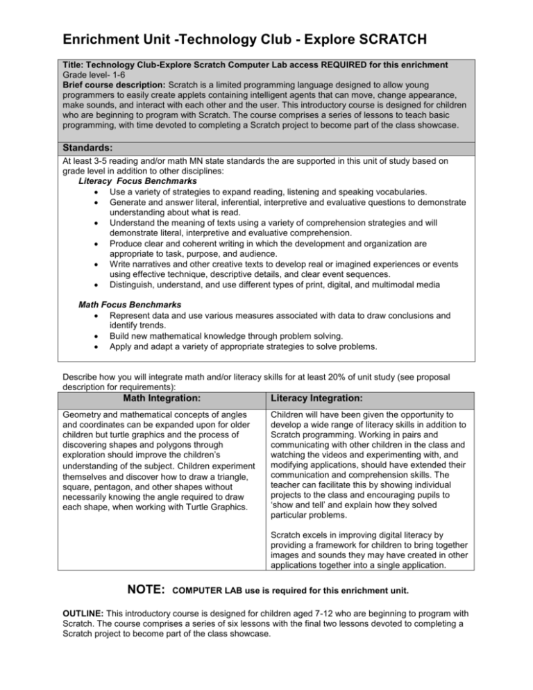 Technology Club-enrichment Outline