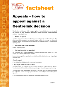 Appeals – how to appeal against a Centrelink decision
