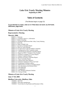 Committee Reports - Lake Erie Yearly Meeting