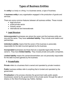 Types of Business Entities - businessstudiespreliminary