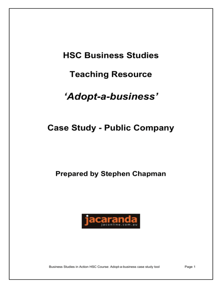 hsc business studies case study