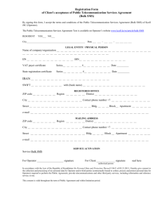 Registration Form of Client's acceptance of Public T