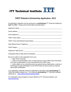 2012 FIRST ITT Tech Scholarship Application