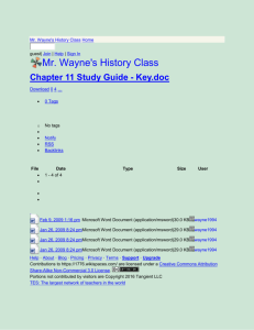 Mr. Wayne's History Class - Chapter 11 Study Guide