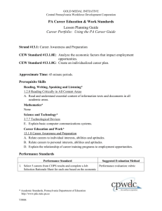 Career Portfolio - Pennsylvania Career Education & Work
