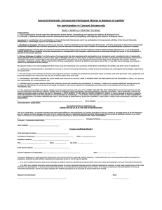 Concord University Intramural Participant Waiver & Release of Liability