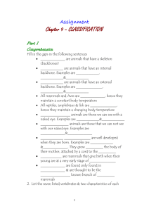 Worksheet Chapter 9 – CLASSIFICATION