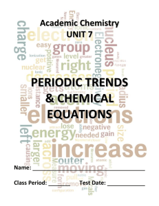 Chemistry Unit 7 - Booklet - Trends and Reactions