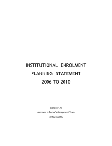 Institutional Enrolment Planning Statement 2006-2010