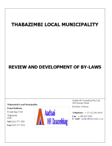 Draft Municipal By-Laws - Thabazimbi Local Municipality