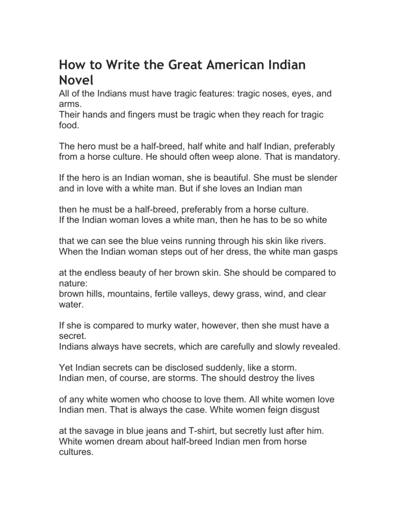How to Write the Great American Indian Novel