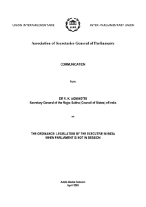 PAPER TITLED “THE ORDINANCE: A ROUTE TO LEGISLATION