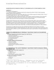 Rights of Personality in the European Union