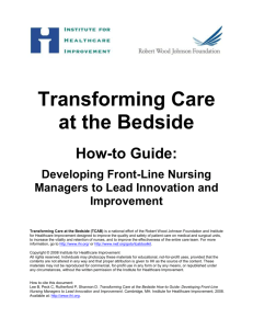 IHI TCAB How-to Guide: Developing Front Line Nursing Managers