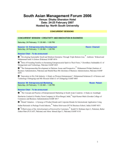 South Asian Management Forum 2006 Venue: Dhaka Sheraton