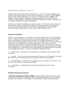 Introduction to Databases – Lecture 1