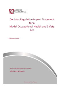 Decision regulation Impact statement for a Model Occupational