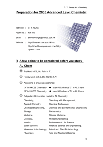 C. Y. Yeung (AL Chemistry) Preparation for 2005 Advanced Level