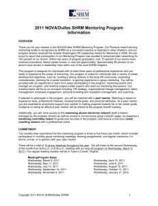 2011 Mentoring Program Application