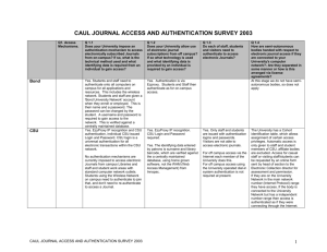 CAUL JOURNAL ACCESS AND AUTHENTICATION SURVEY 2003