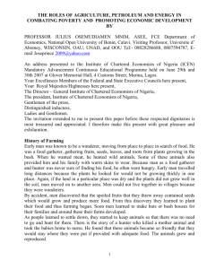 the roles of agriculture, petroleum and energy in combating