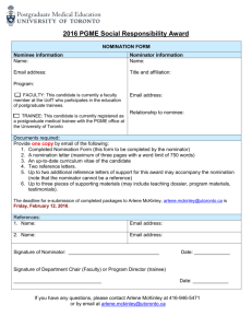 nomination form - PGME - University of Toronto