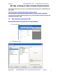 MS SQL Linking to Macromedia Dreamweaver