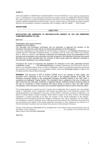 Annex 9: Admission Document