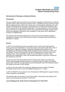 AWC CCG Reinvestment emergency admission monies 2014/15