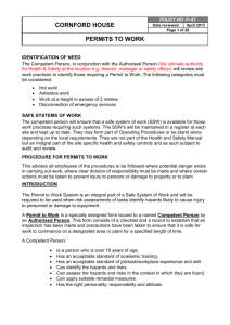 Permits to Work - Cornford House