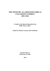 THE MINISTRY of LABOUR RECORDS of COALMINING STRIKES