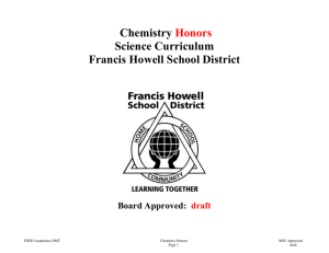 Chemistry Honors Curriculum 2011