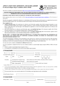 Application for Admission to Candidature