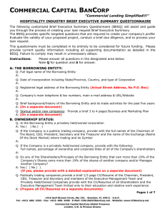 maritime brief executive summary questionnaire