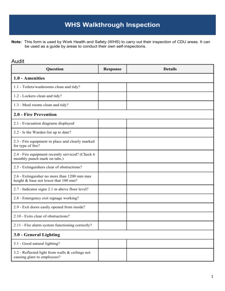 Safety Walk Checklist Template