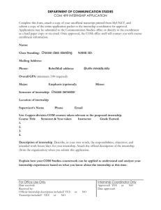 COM 499 - Internship Application - University of Nevada, Las Vegas