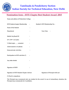 Nomination Form - Best Student - ISTE TN & Pondicherry Section