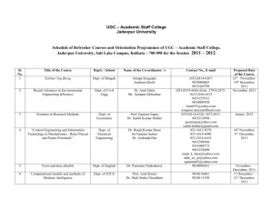 UGC – Academic Staff College Jadavpur University Schedule of