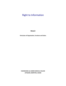 Right to Information Act 2005 - Fakhruddin Ali Ahmed Medical College