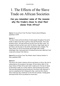 The Effects of the Slave Trade on African Societies